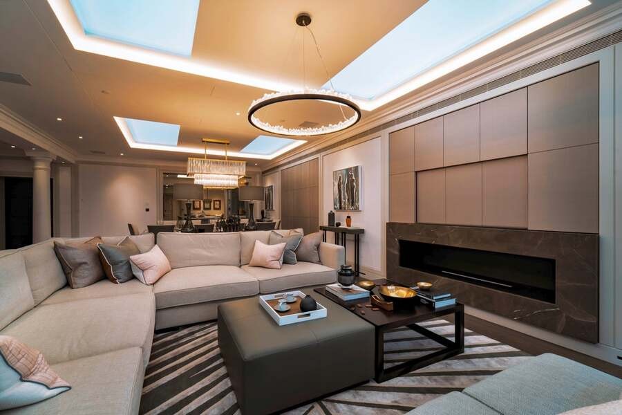 A luxury living room with hidden speakers from Future Automation.